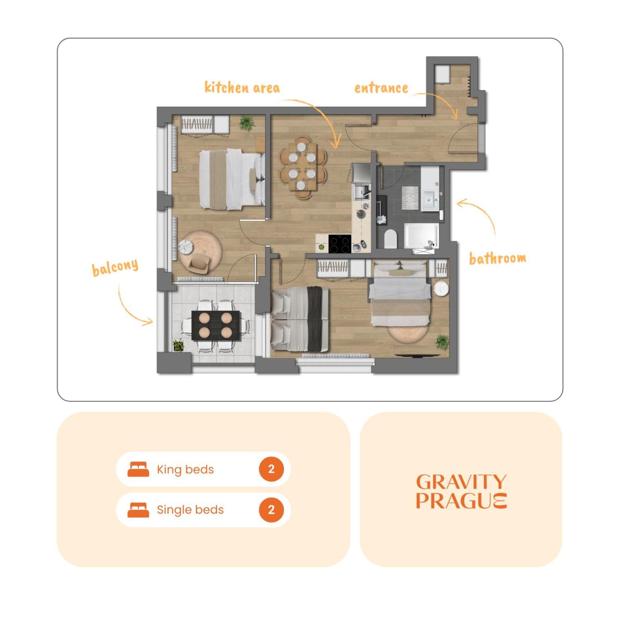 Apartament Bright 2Br - 4Th Floor, Balcony, Free Parking By Gravity Praga Zewnętrze zdjęcie